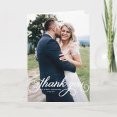 Witte  kalligrafie Moderne foto bruiloft Bedankkaart (Voorkant)