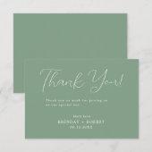 Witte kalligrafie op Sage Green Hartelijk dank Bedankkaart (Voorkant / Achterkant)