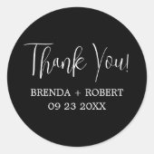 Witte kalligrafie op zwarte dank Sticker (Voorkant)