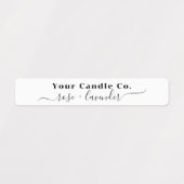 Witte kalligrafie Skinny Minimal Candle Label (Design 1)