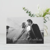 witte kalligrafie vakantie trouw aankondiging (Staand voorkant)