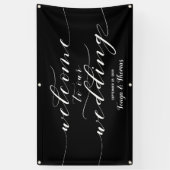 Witte kalligrafie Zwarte Welkom bij ons huwelijk Spandoek (Verticaal)