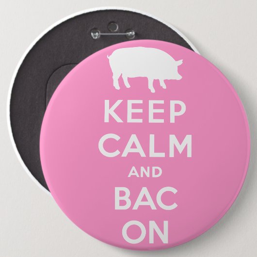 Witte kalm houden en bacon ronde button 6,0 cm (Voorkant /achterkant)