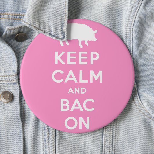 Witte kalm houden en bacon ronde button 6,0 cm (In situ)