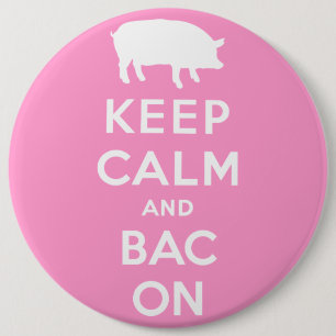 Witte kalm houden en bacon ronde button 6,0 cm