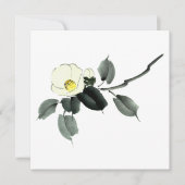 Witte kamellia sumi-inkt en japanese waterverf bedankkaart (Voorkant)