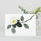Witte kamellia sumi-inkt en japanese waterverf bedankkaart (Staand voorkant)