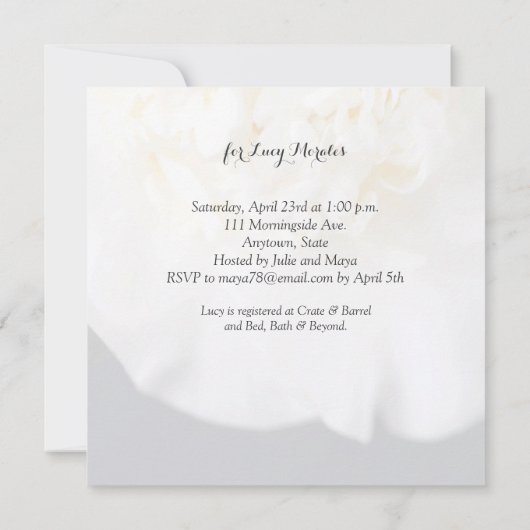 Witte kamellietbloem kaart (Achterkant)