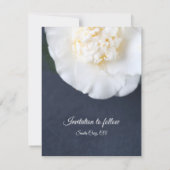 Witte kamellietbloem save the date (Achterkant)