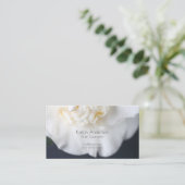 Witte kamellietbloem visitekaartje (Staand voorkant)