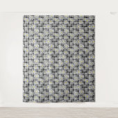 Witte kamille bloemen op zwart wit geruit door wandkleed (Voorkant)