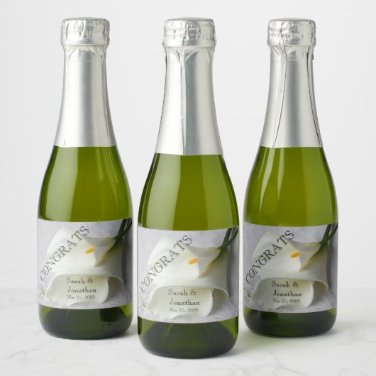 Witte kammeling op linnen sparkling wijnetiket (Flessen)