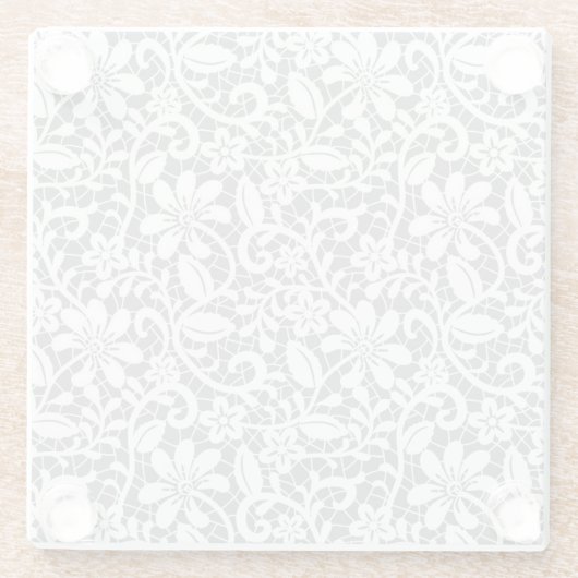 Witte kant 1 glazen onderzetter (Achterkant)