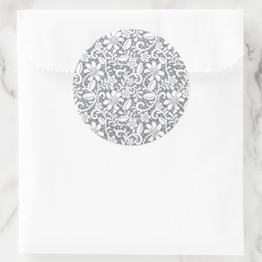 Witte kant 1 ronde sticker (Tas)