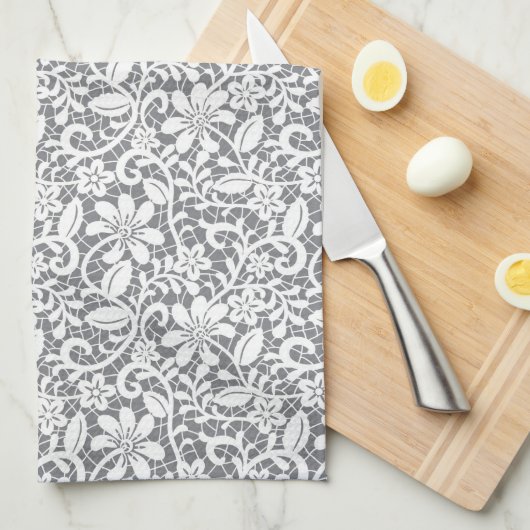 Witte kant 1 theedoek (Quarter Fold)