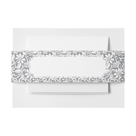 Witte kant 1 uitnodigingen wikkel (Voorkant Voorbeeld)