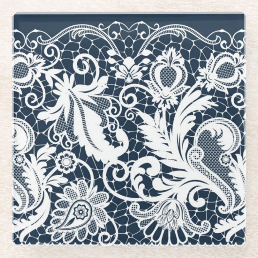 Witte kant 2 glazen onderzetter (Voorkant)