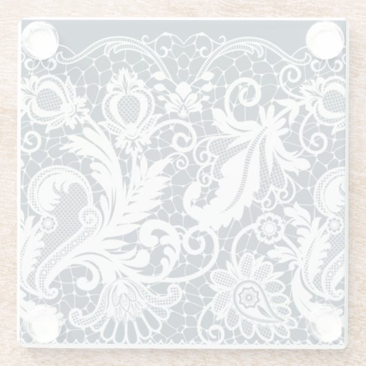 Witte kant 2 glazen onderzetter (Achterkant)