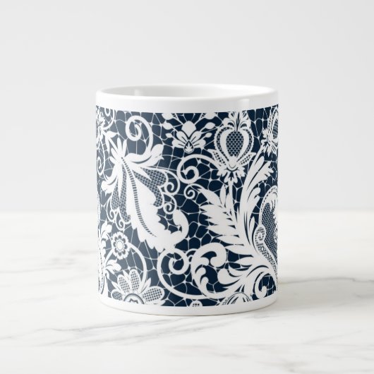 Witte kant 2 grote koffiekop (Voorkant)