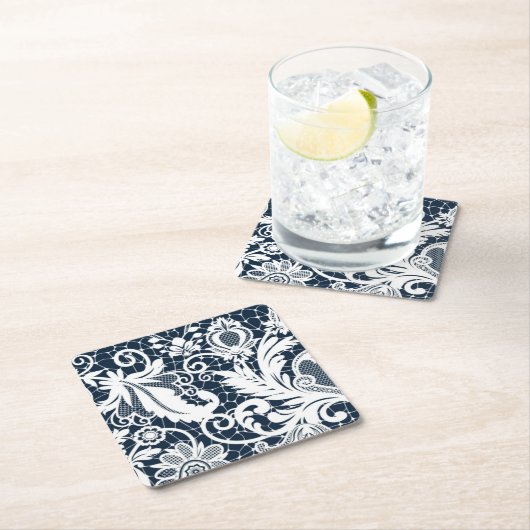 Witte kant 2 kartonnen onderzetters (Insitu)