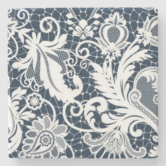 Witte kant 2 stenen onderzetter (Voorkant)