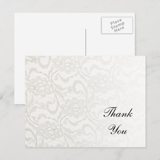 Witte kant bedankje briefkaart (Voorkant / Achterkant)