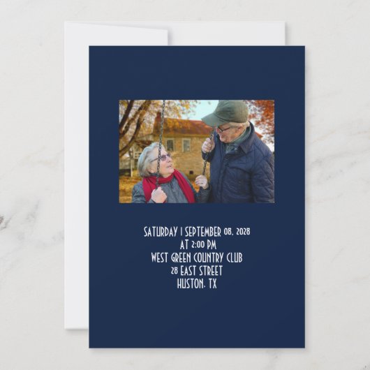 witte kant blauwe nautische 50ste huwelijksverjaar kaart (Achterkant)