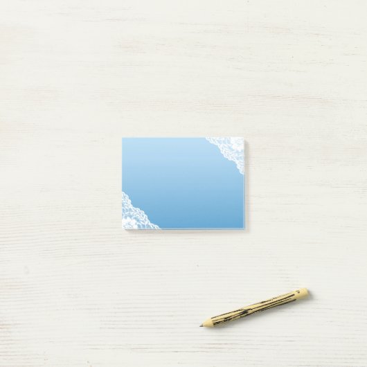 Witte kant blauwe post-it® notes (Op bureau)
