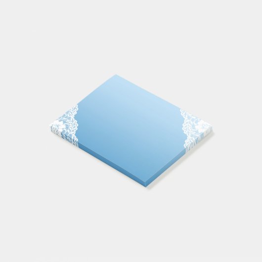 Witte kant blauwe post-it® notes (Schuin)