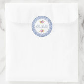 Witte Kant & Bloemen Boeket Ronde Sticker (Tas)