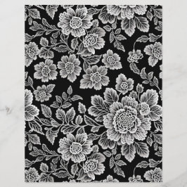 Witte kant bloemen op zwart