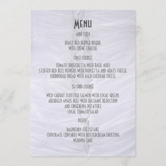 Witte kant bruiloft menu (Achterkant)