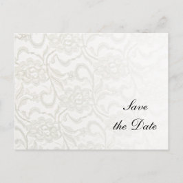 Witte Kant Bruiloft Save the Date Aankondigingskaart