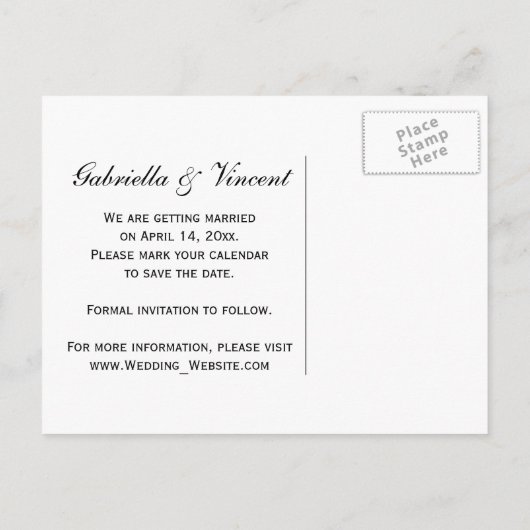 Witte Kant Bruiloft Save the Date Aankondigingskaart (Achterkant)