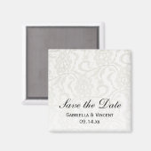 Witte Kant Bruiloft Save the Date Magneet (Voorkant / Achterkant)