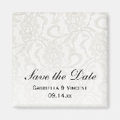 Witte Kant Bruiloft Save the Date Magneet (Voorkant)