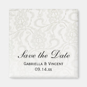 Witte Kant Bruiloft Save the Date Magneet