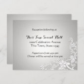 Witte Kant Bruiloftsreceptie Zilver Informatiekaartje (Voorkant / Achterkant)