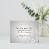 Witte Kant Bruiloftsreceptie Zilver Informatiekaartje (Staand voorkant)