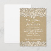 Witte Kant Bruin Papier Bruiloft Uitnodiging (Voorkant / Achterkant)