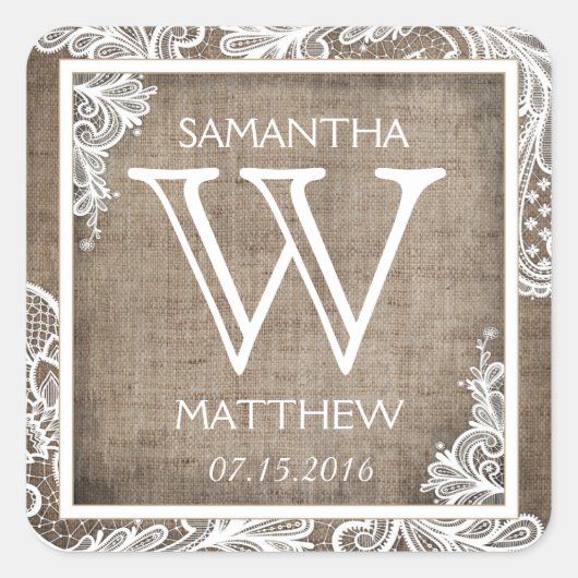 Witte Kant Burlap Modern Gothic Wedding Gift Label (Voorkant)