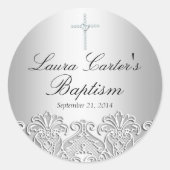 Witte Kant & Cross Baptism Sticker (Voorkant)