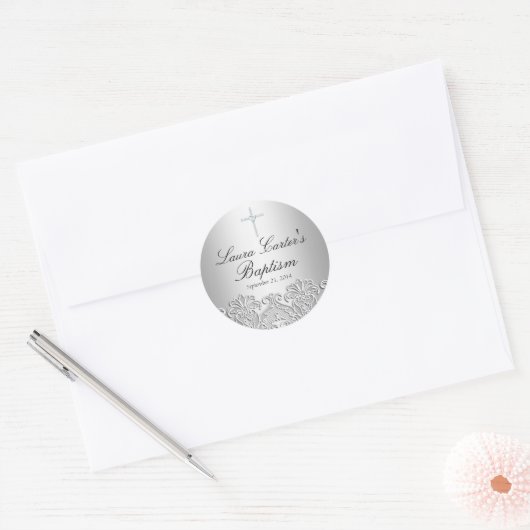 Witte Kant & Cross Baptism Sticker (Envelop)