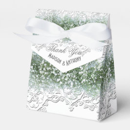Witte kant en baby's adem bruiloft bedankdoosjes