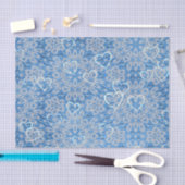 Witte kant en blauwe harten tissuepapier (Craft)