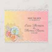 Witte kant en bloemen aankondigingskaart (Voorkant)