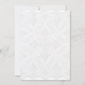 Witte kant en bloemen save the date (Achterkant)