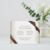 Witte kant en bruin lint richtingen informatiekaartje (Staand voorkant)