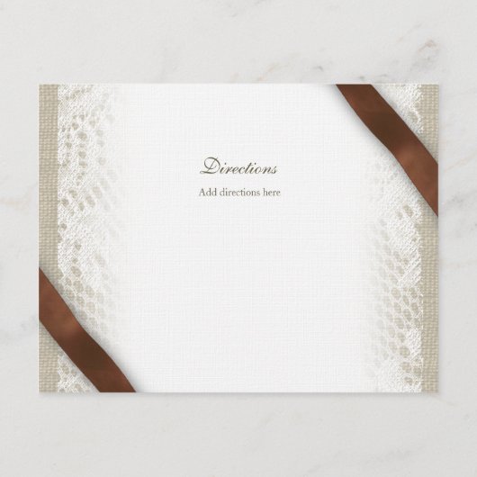 Witte kant en bruin lint richtingen informatiekaartje (Achterkant)