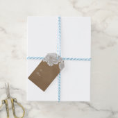 Witte kant en bruine rustieke chique elegante fees cadeaulabel (Met Touw)